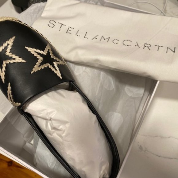 STELLA MCCARTNEY Espadrilles Shoes Selene Star Black Natural Jute Size 8 - Picture 7 of 7